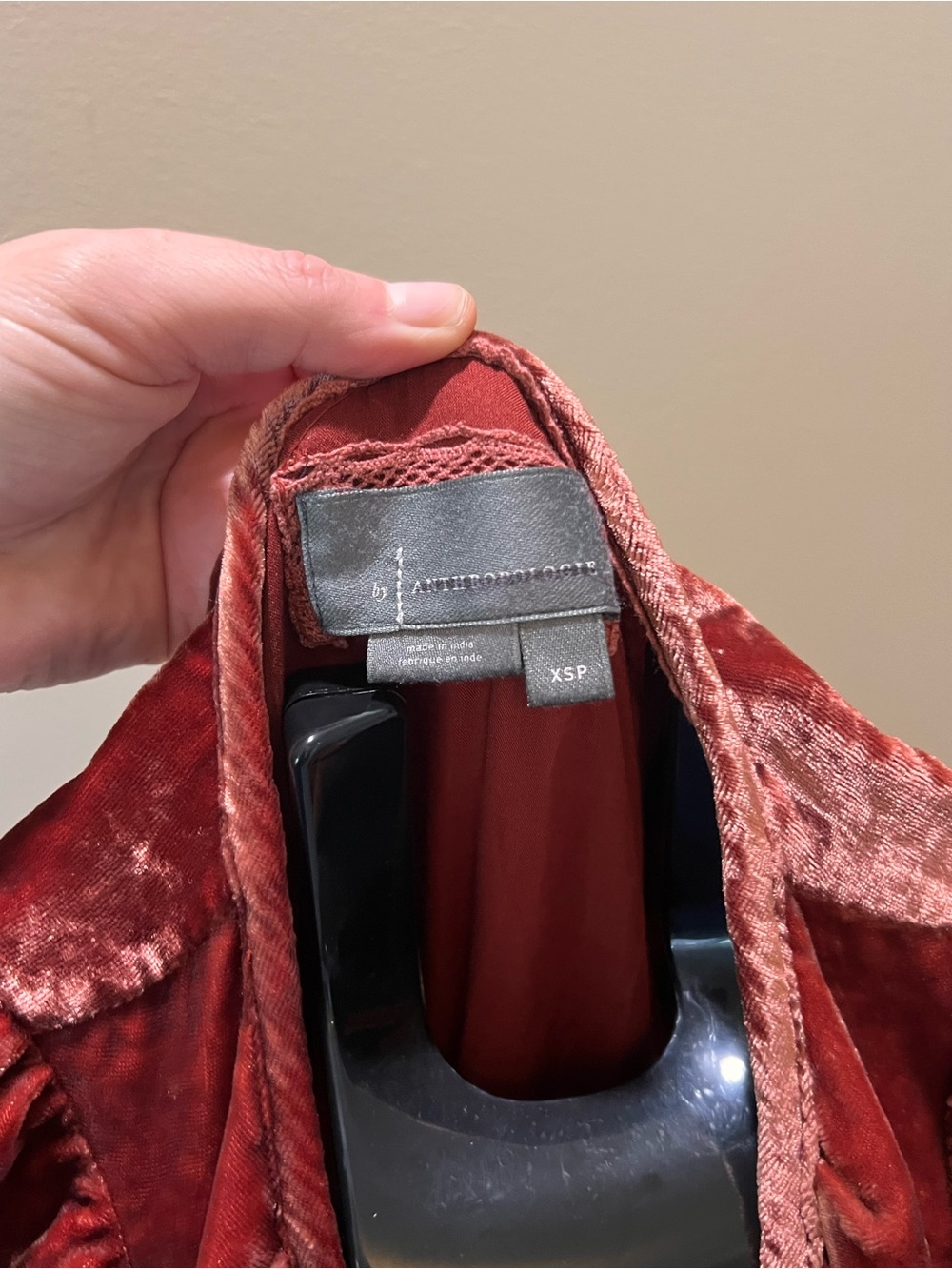 Anthropologie Velvet Tiered Somerset Maxi Dress in Rust Red - Picture 3 of 3